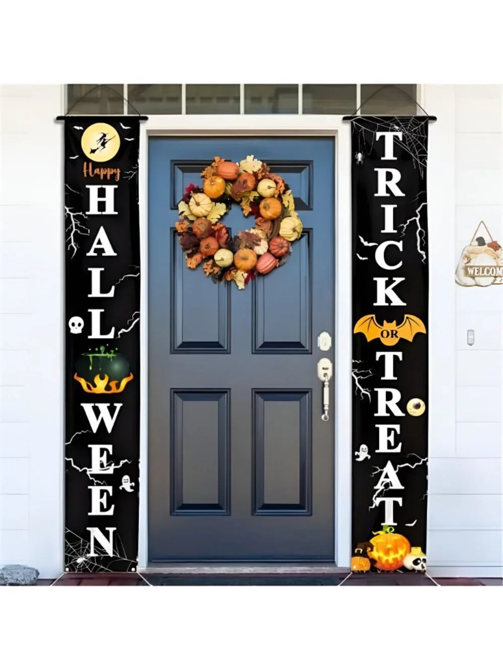 71 x 12 Inch Lighted Happy Halloween Trick-or-Treat Door Banner Decorations